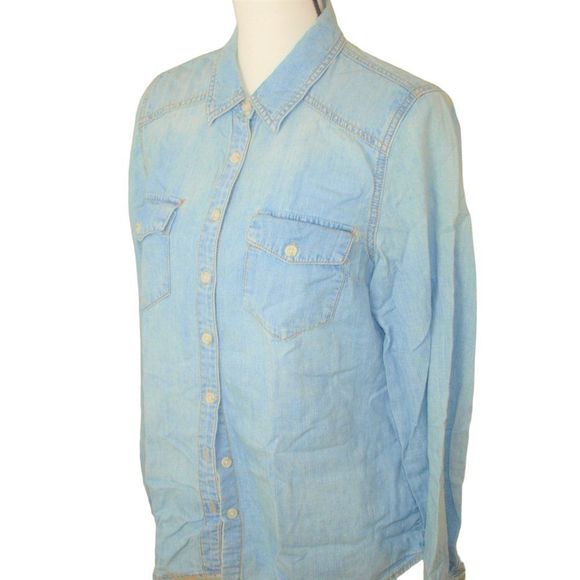 Mossimo Supply Co Denim Button Front Shirt Blue M - Picture 5 of 7